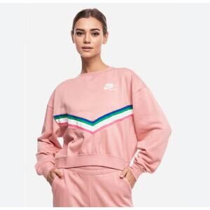 Nike M Sportswear Cropped Sweatshirt | Pink Chevron Heritage Crew NWOT, New